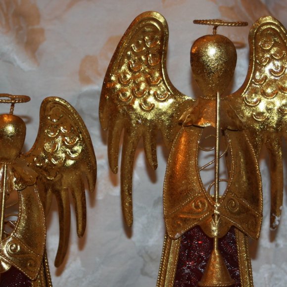 TWO Glass Angel Votive Candle Tea Light Holder - Picture 2 of 6